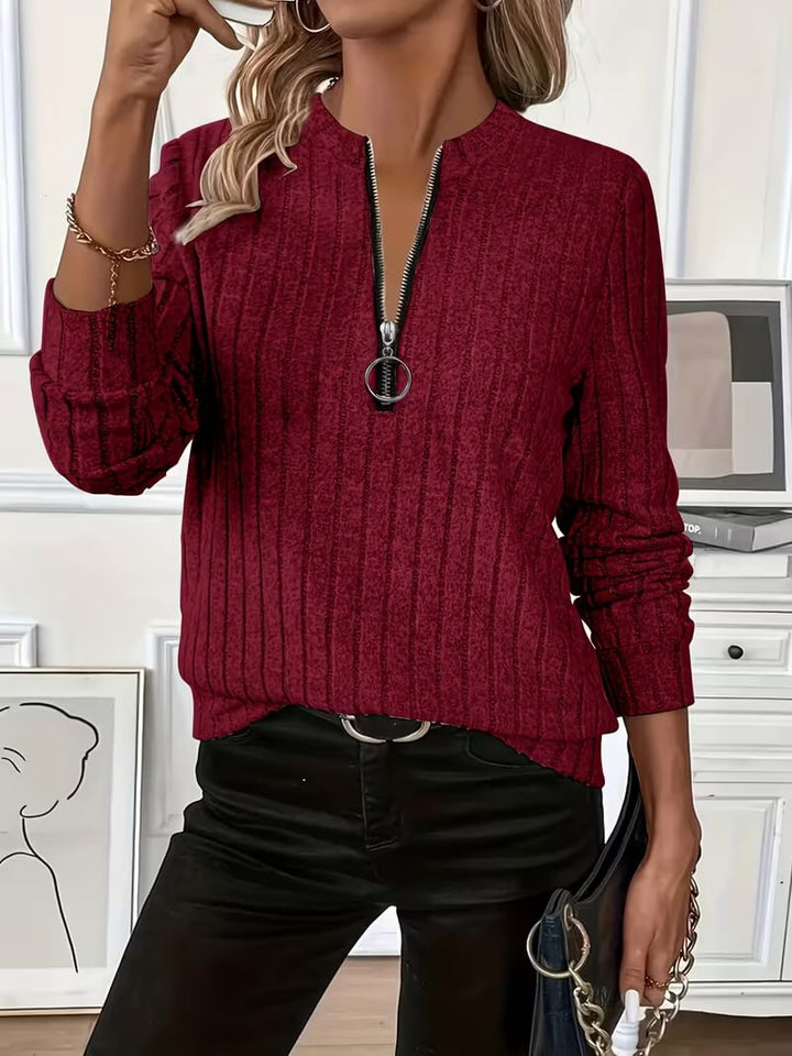 Solveig – Komfortabel sweater med kvart lynlås