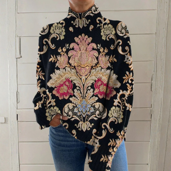 Harper | Blomstret rullekravetrøje i vintagestil