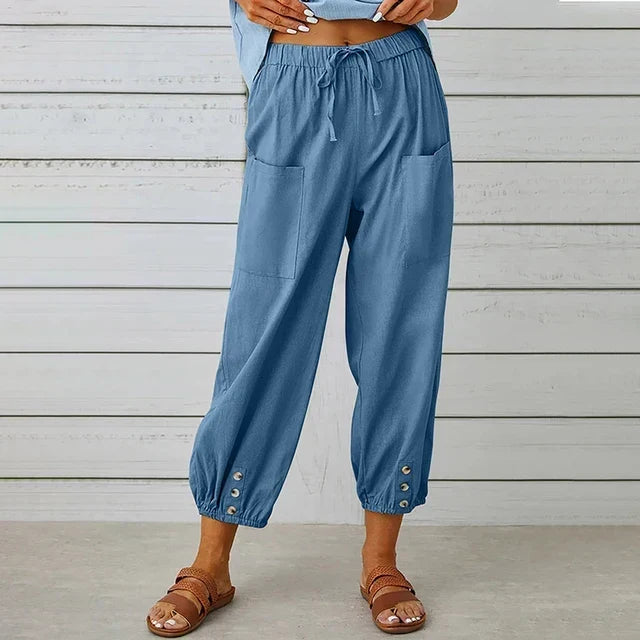 LENA™ - ELEGANTE ÅNDBARE HØJTALJEDE BUKSER