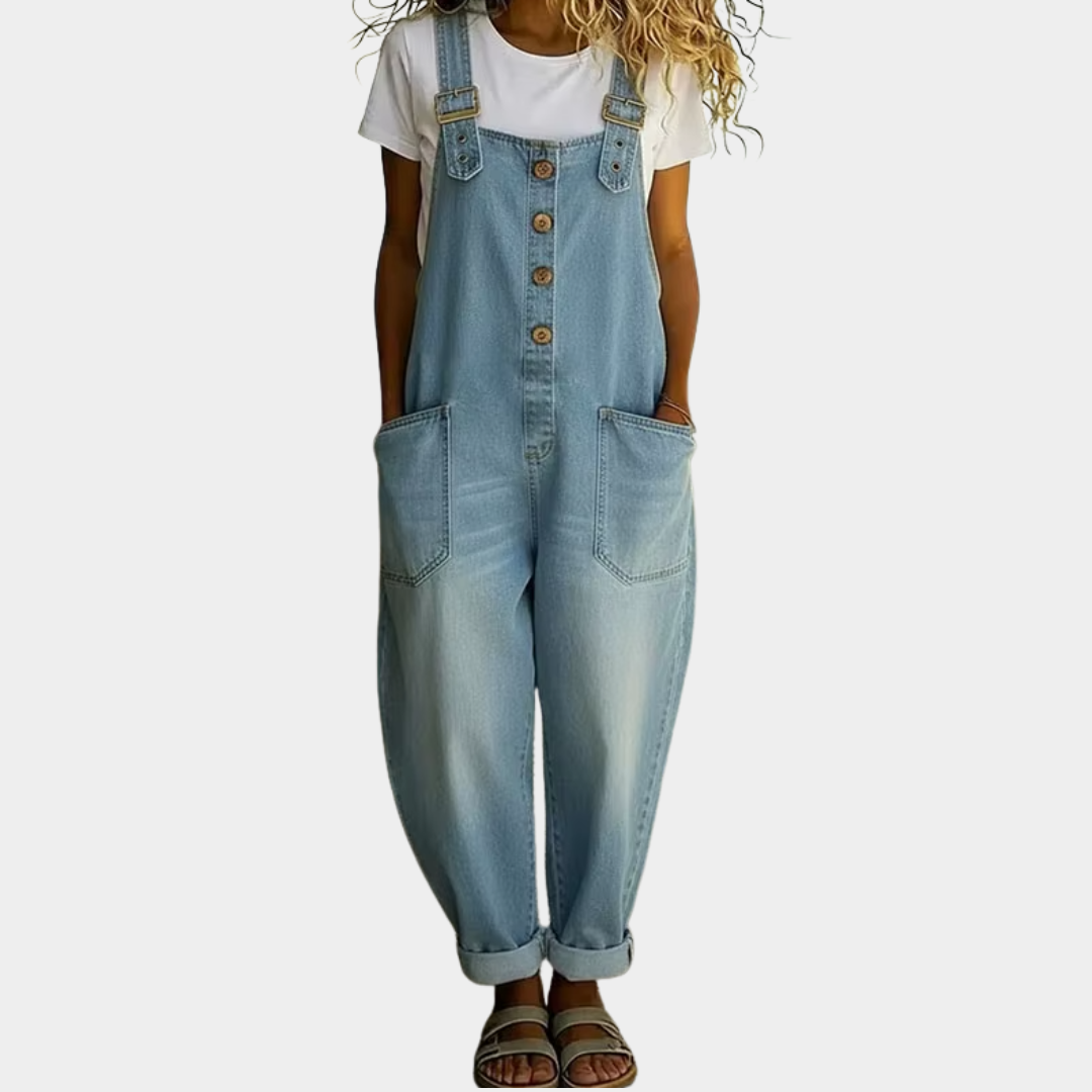 Mae | Vintage denimlook-overalls i blød bomuld med justerbare stropper
