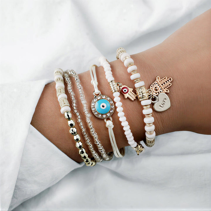 Elegant Guld Hamsa Armbåndssæt