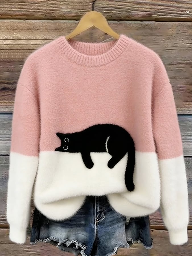 Aileen™ | Elegant oversized sweater med katteprint