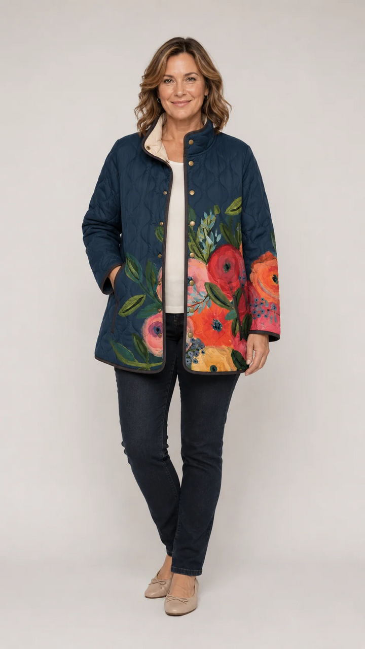 Amaya | Vintage quiltet jakke med blomstermønster