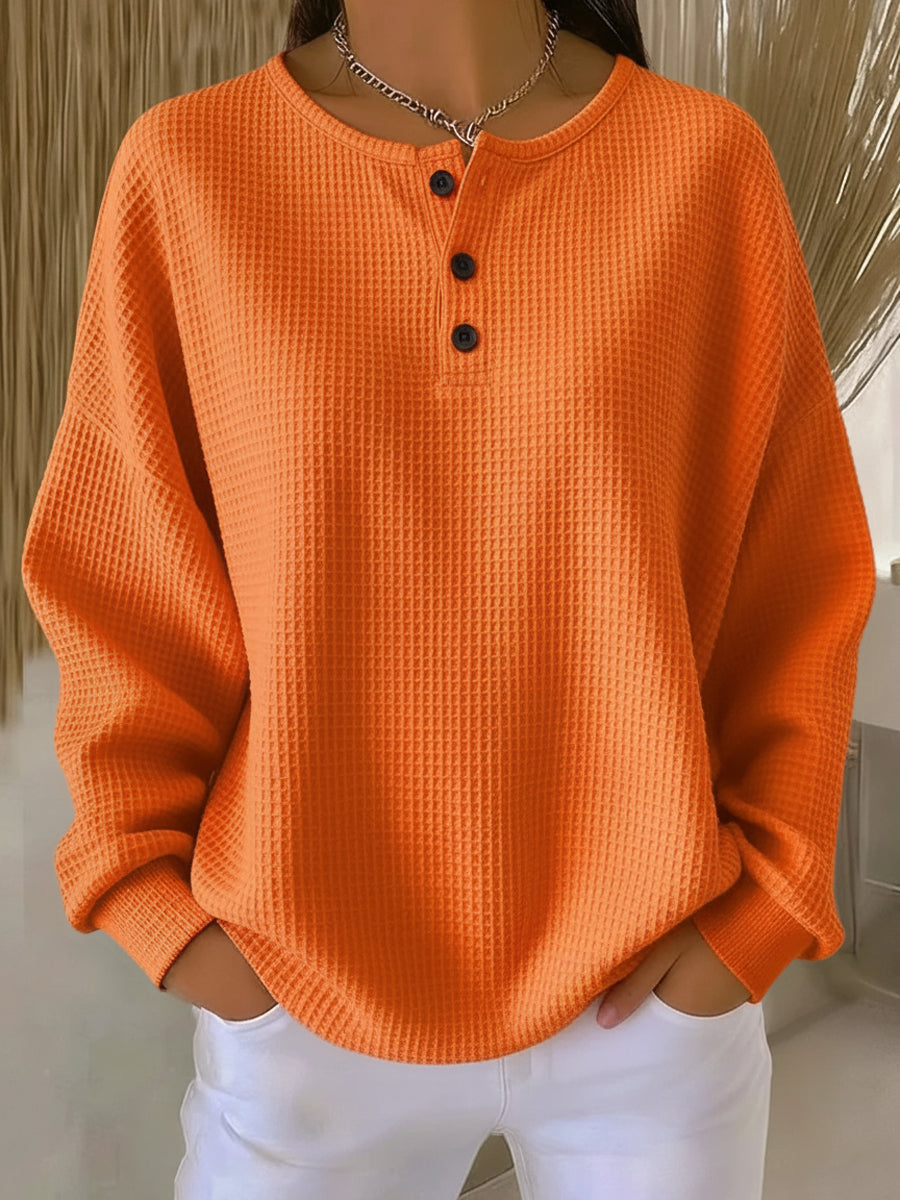 Milagros | Henley-sweatshirt med vaffelstruktur