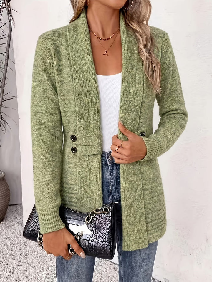 Tessa™ | Salviegrøn ribstrikket cardigan med knapstropper