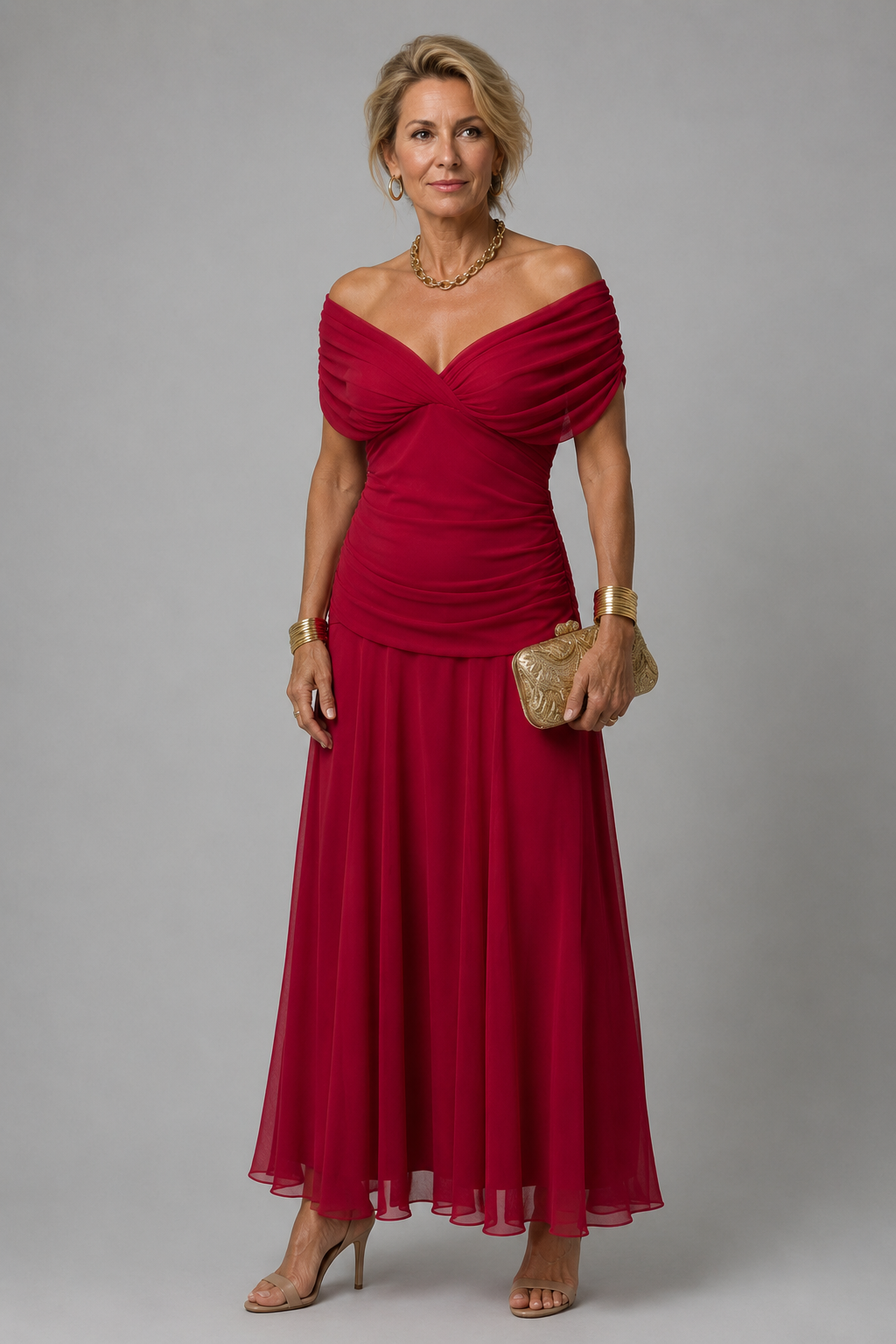 Ariane | Draperet off-shoulder midikjole