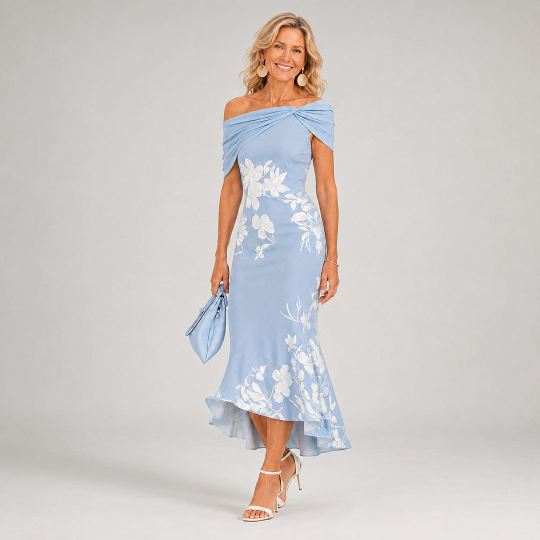 Althea™ | Blomstret, figursyet midikjole