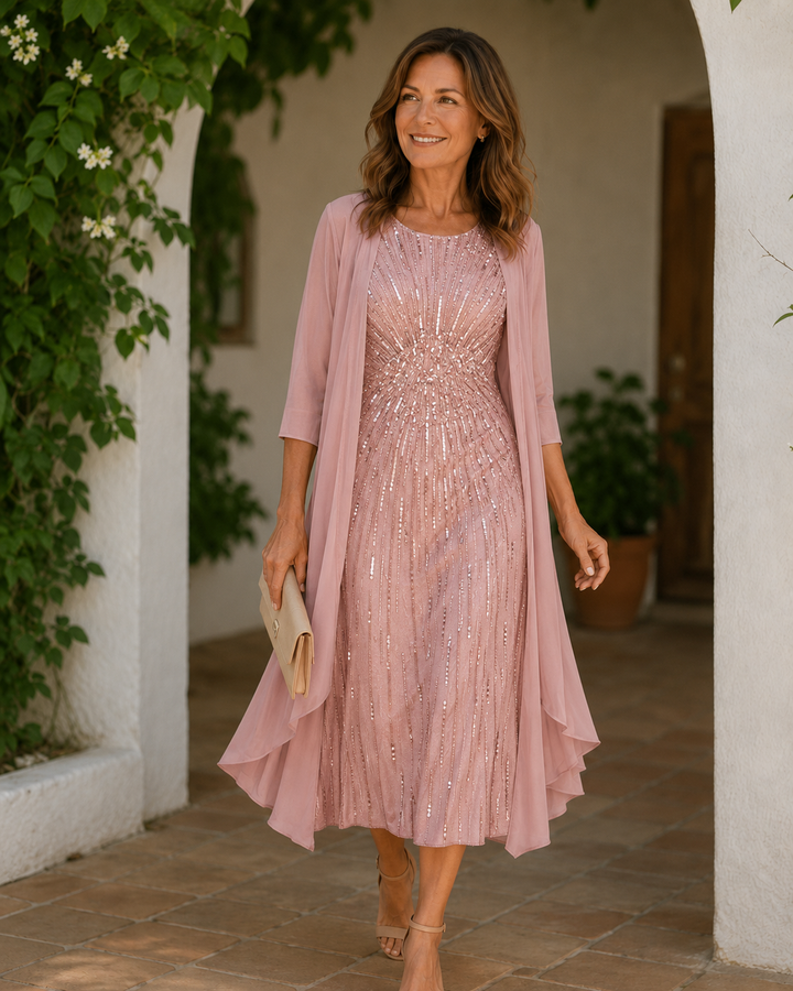 Celeste | Pailletkjole med cardigan