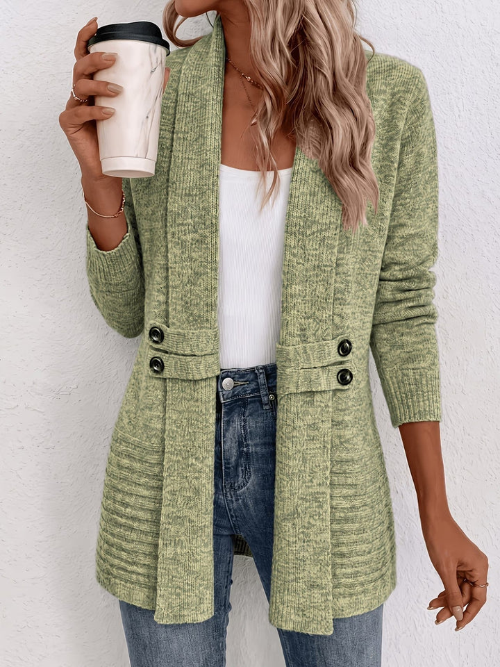 Tessa™ | Salviegrøn ribstrikket cardigan med knapstropper
