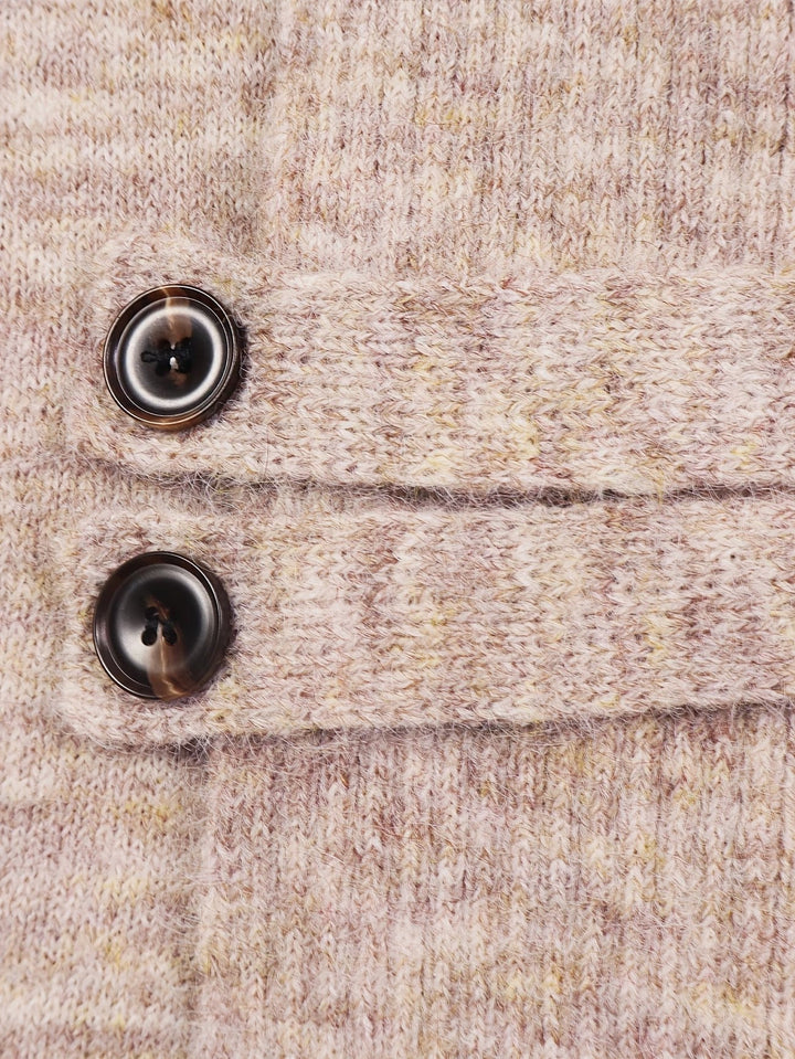 Harlow™ | Havrebeige ribstrikket cardigan med knapstropper