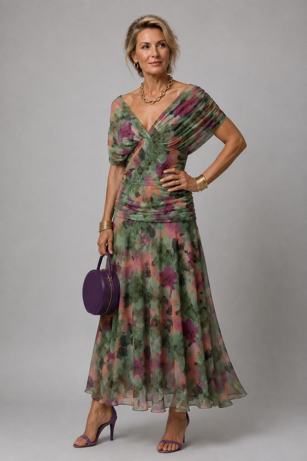 Ariane | Draperet off-shoulder midikjole
