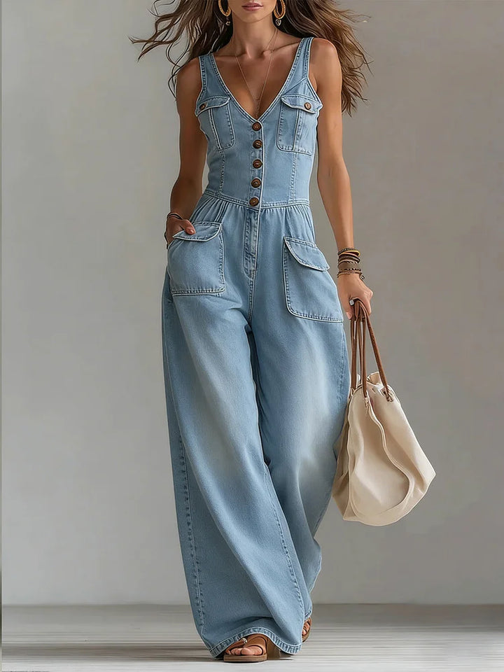 Sophie | Afslappet denim-jumpsuit med vide ben