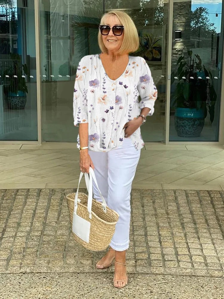 Joanne | Tunika med print og knapper