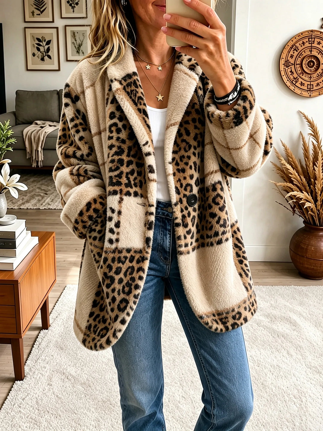 Thora – Farverig ternet cardigan