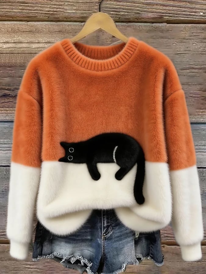 Aileen™ | Elegant oversized sweater med katteprint