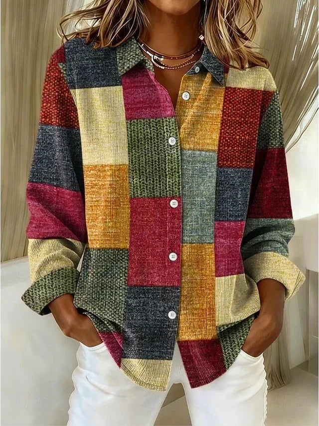 Deanna | Patchworkbluse med farveblokke