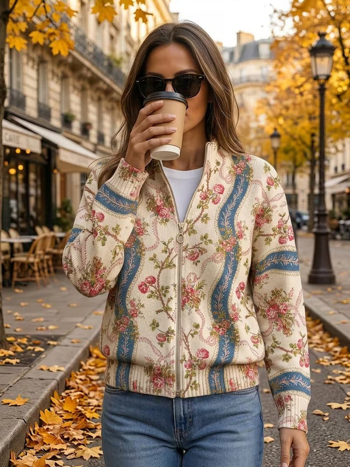 Eulalia™ | Cardigan med klatreroser og bånd