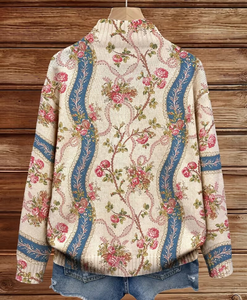 Eulalia™ | Cardigan med klatreroser og bånd