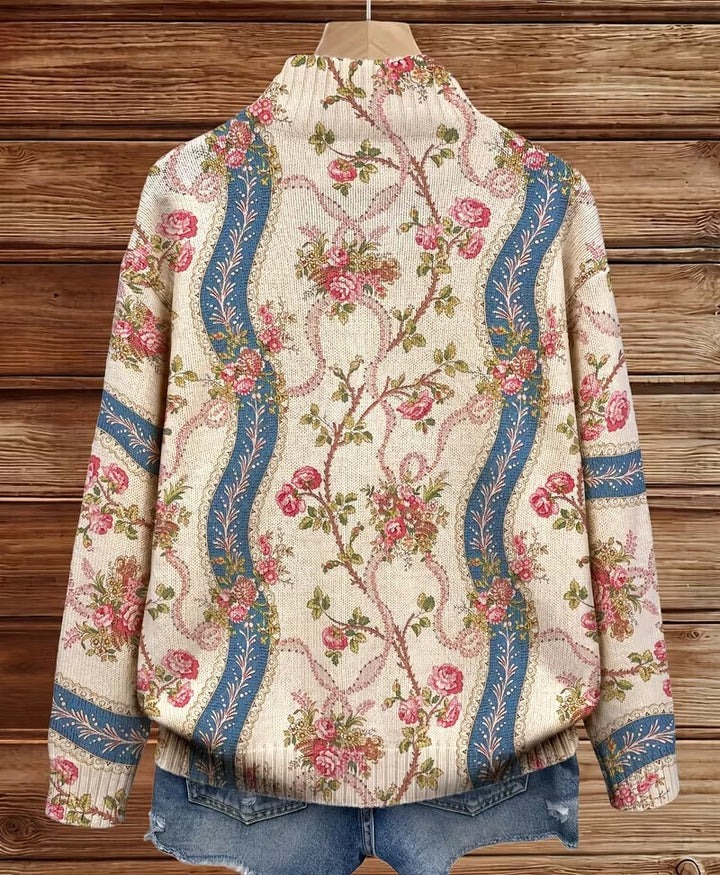 Eulalia™ | Cardigan med klatreroser og bånd
