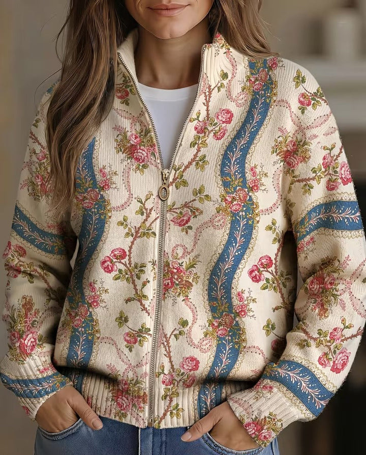 Eulalia™ | Cardigan med klatreroser og bånd
