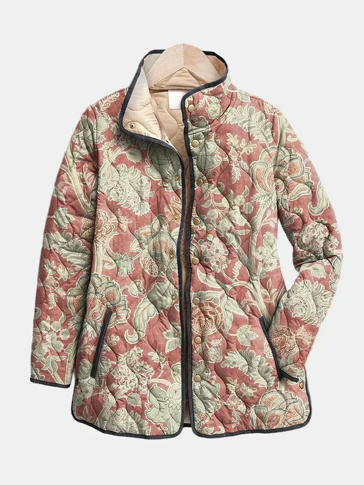 Naya | Afslappet vintage quiltet jakke med blomstermønster