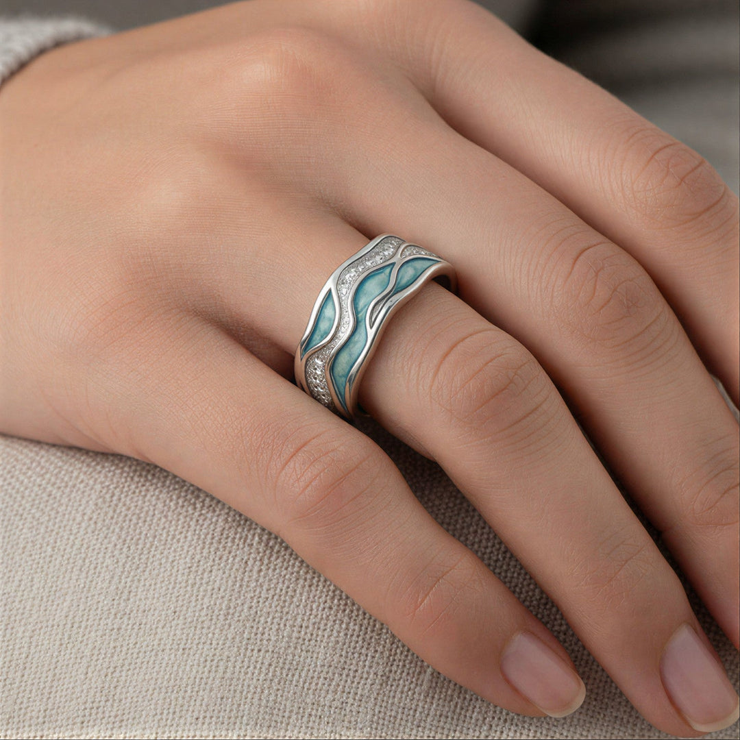 Turkis Havbølge-Ring