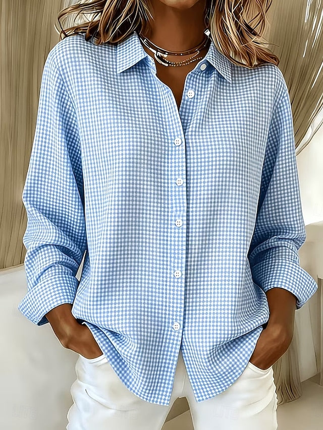 Edith | Afslappet ternet bluse med knapper
