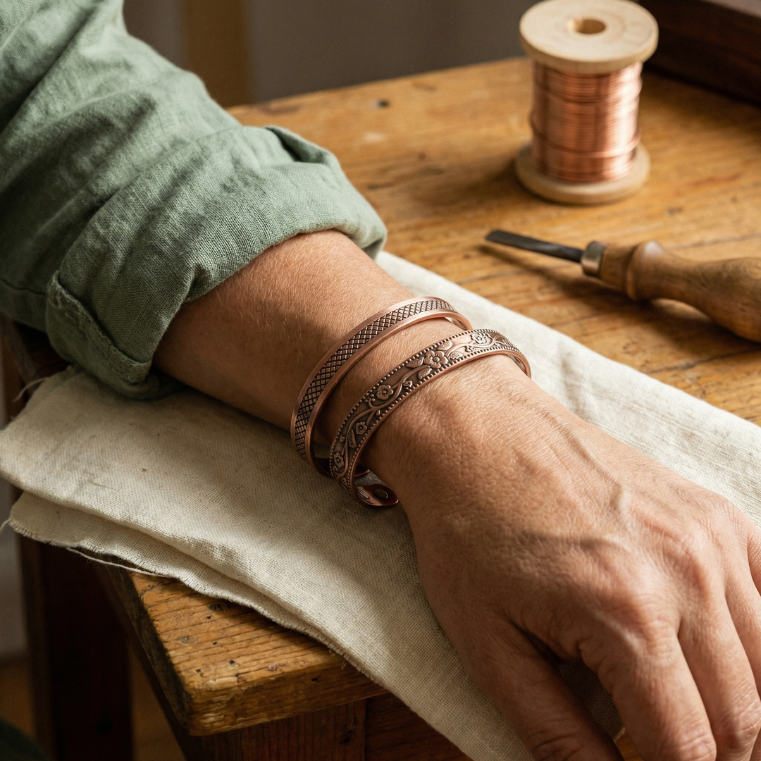 Sæt med 2 kobberarmbånd