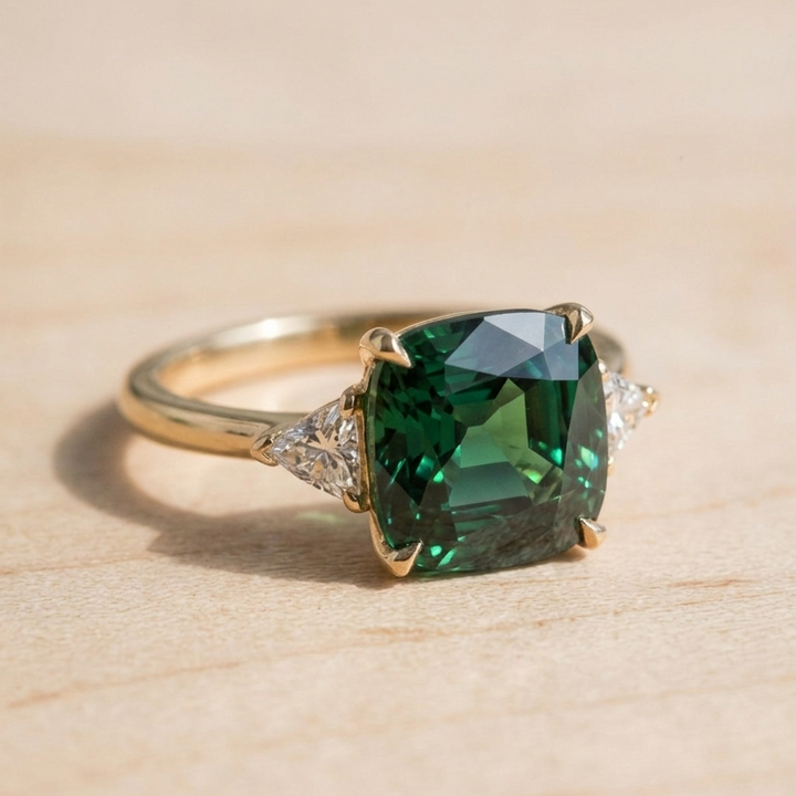 Elegant Ring med Firkantet Smaragd