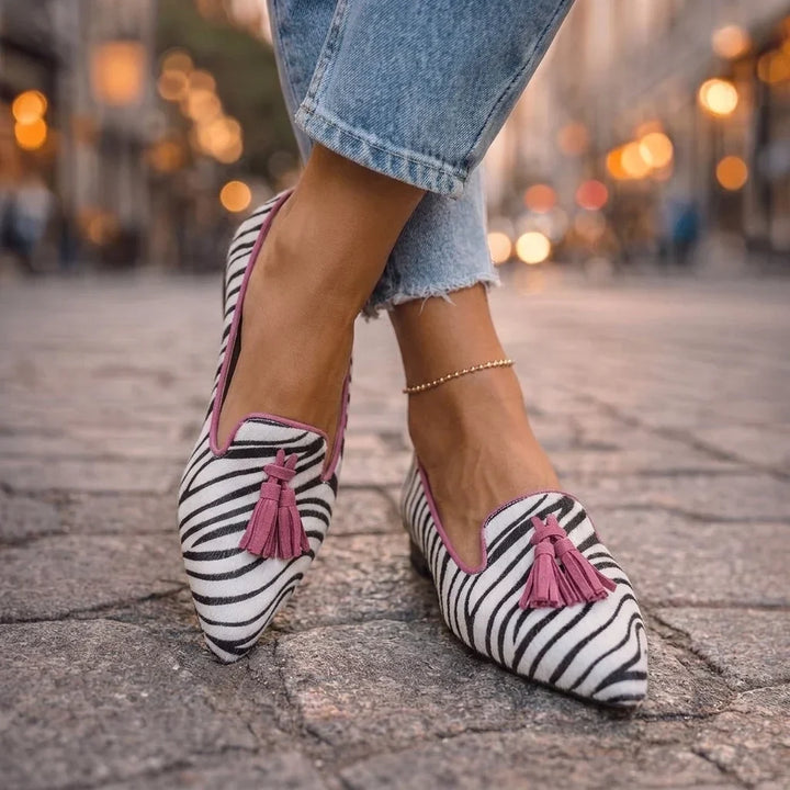 Dalia | Loafers med kvaster og dyreprint