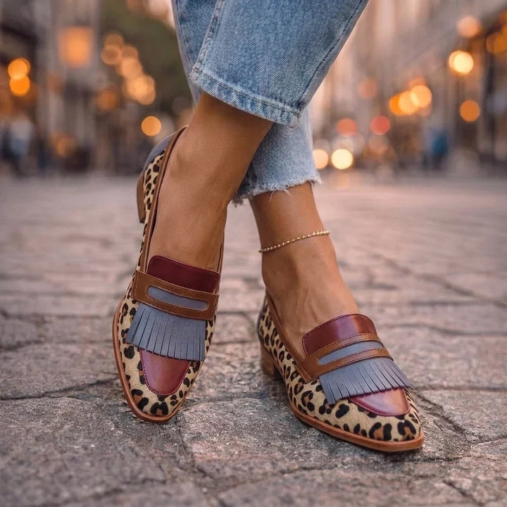 Bianca | Loafers med frynser og leopardprint