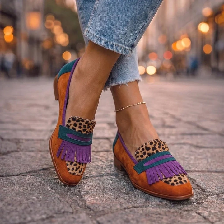 Bianca | Loafers med frynser og leopardprint