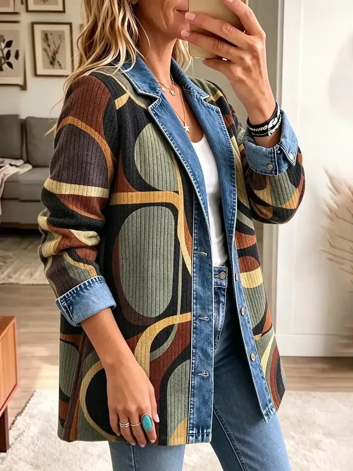 Avery | Vintage denimjakke med abstrakt mønster