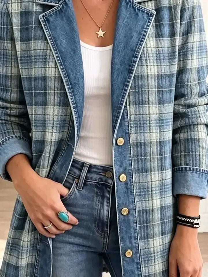 Sofia | Stilfuld retro denimjakke med kunstnerisk mønster