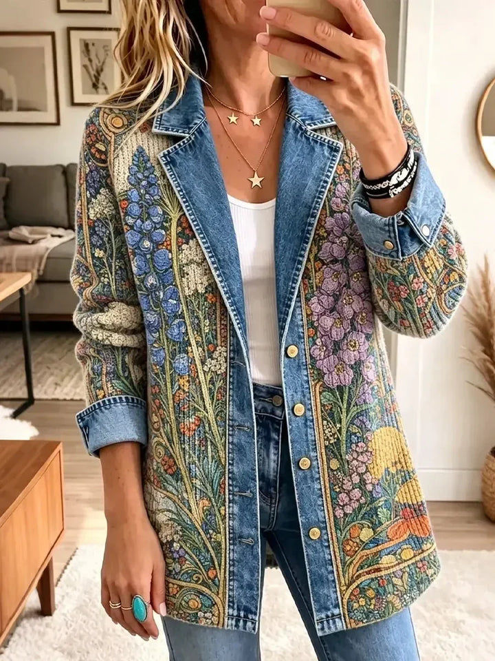 Elizabeth | Vintage denimjakke med blomstermønster