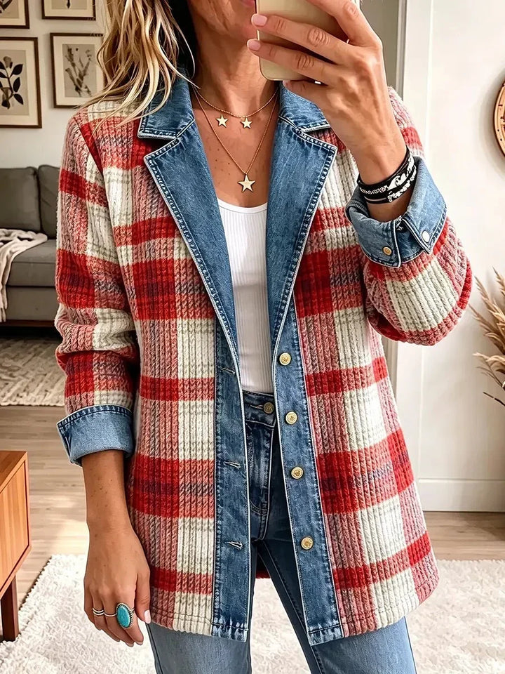 Scarlett | Vintage elegant denimjakke med patchwork