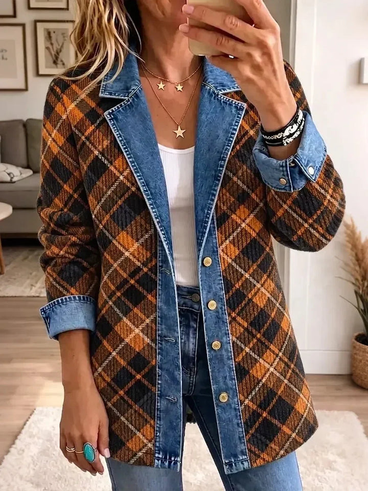 Camila | Vintage denimjakke med blokprint