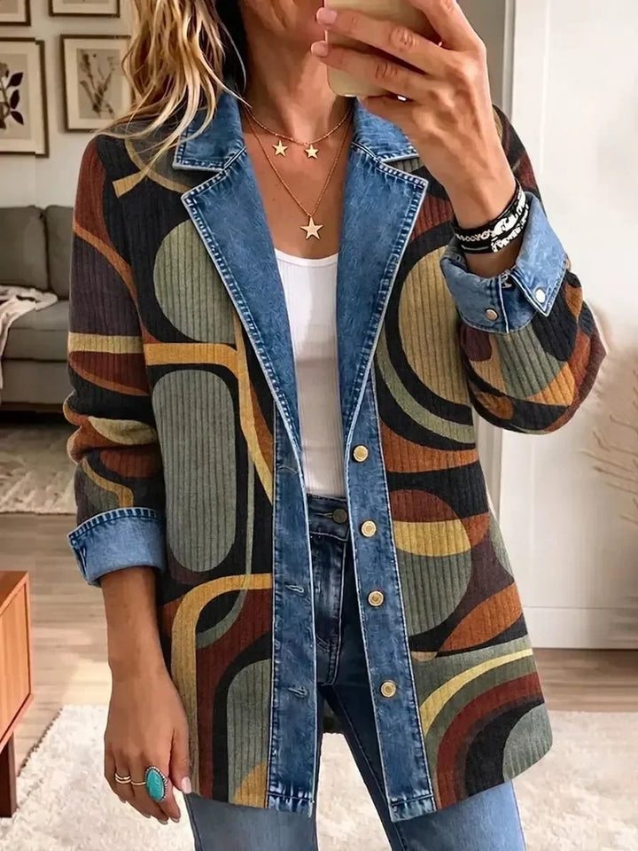 Avery | Vintage denimjakke med abstrakt mønster