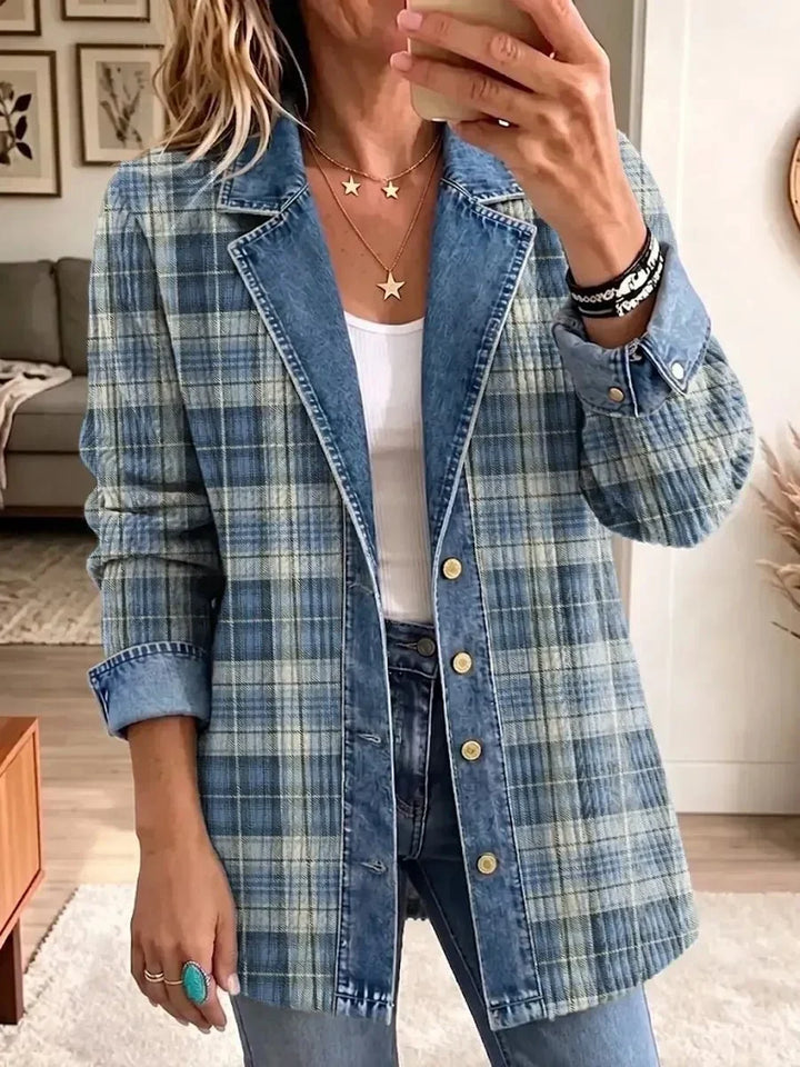 Sofia | Stilfuld retro denimjakke med kunstnerisk mønster