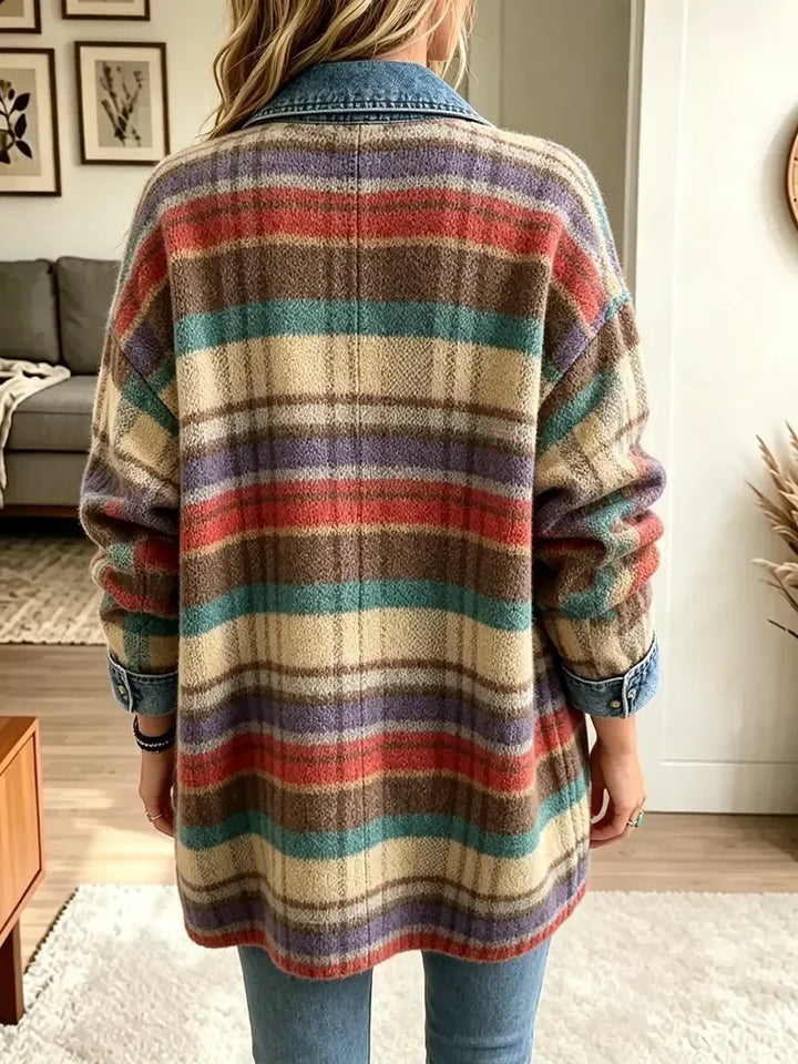 Charlotte | Vintage denimjakke med patchwork til kvinder
