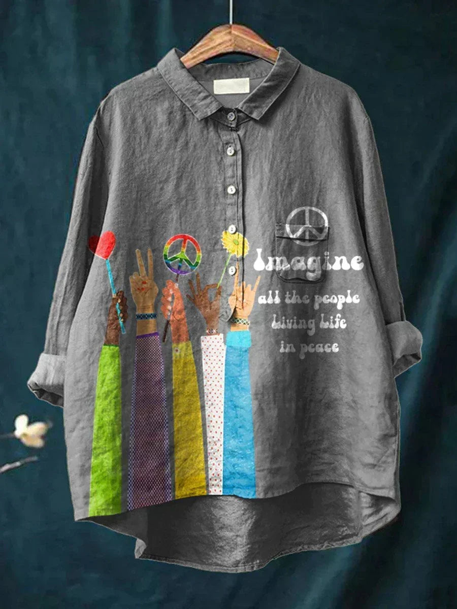 Indie | Skjorte med boheme peace-print