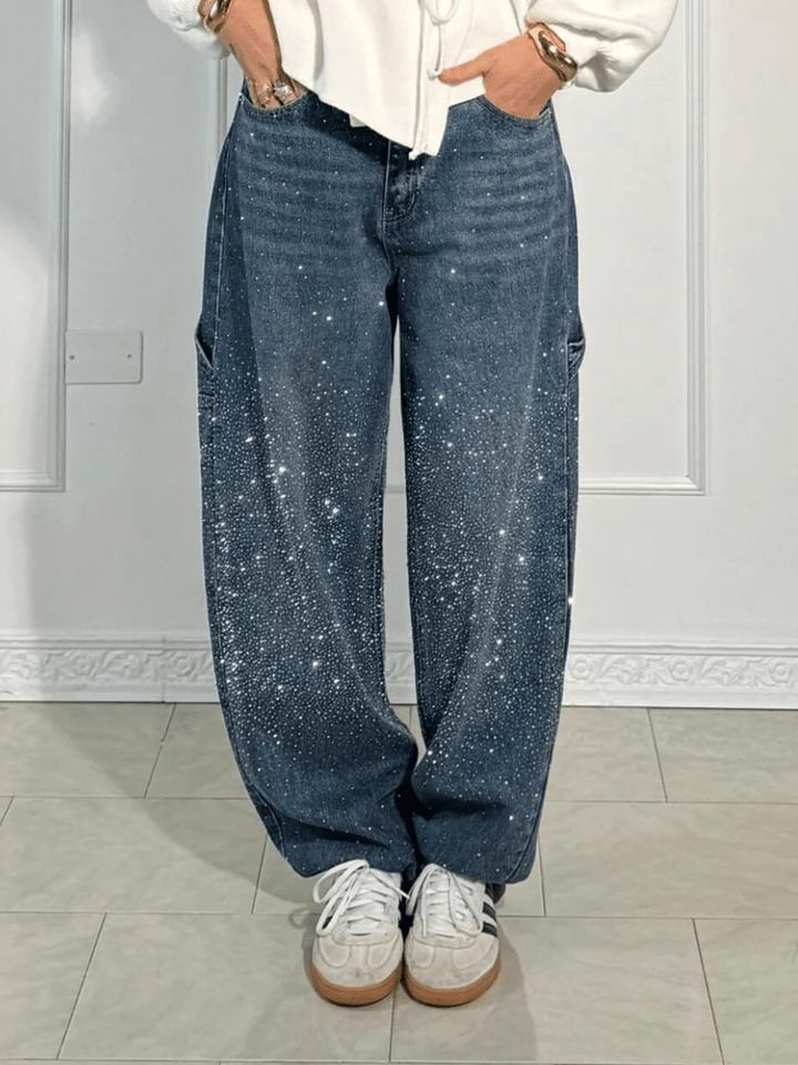 Julia | Moderne balloon carpenter-jeans med glimmerdetaljer