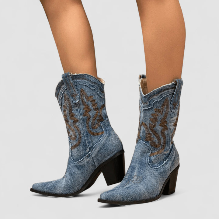 Callie | Broderede western-ankelstøvler