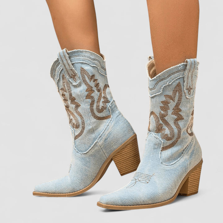 Callie | Broderede western-ankelstøvler