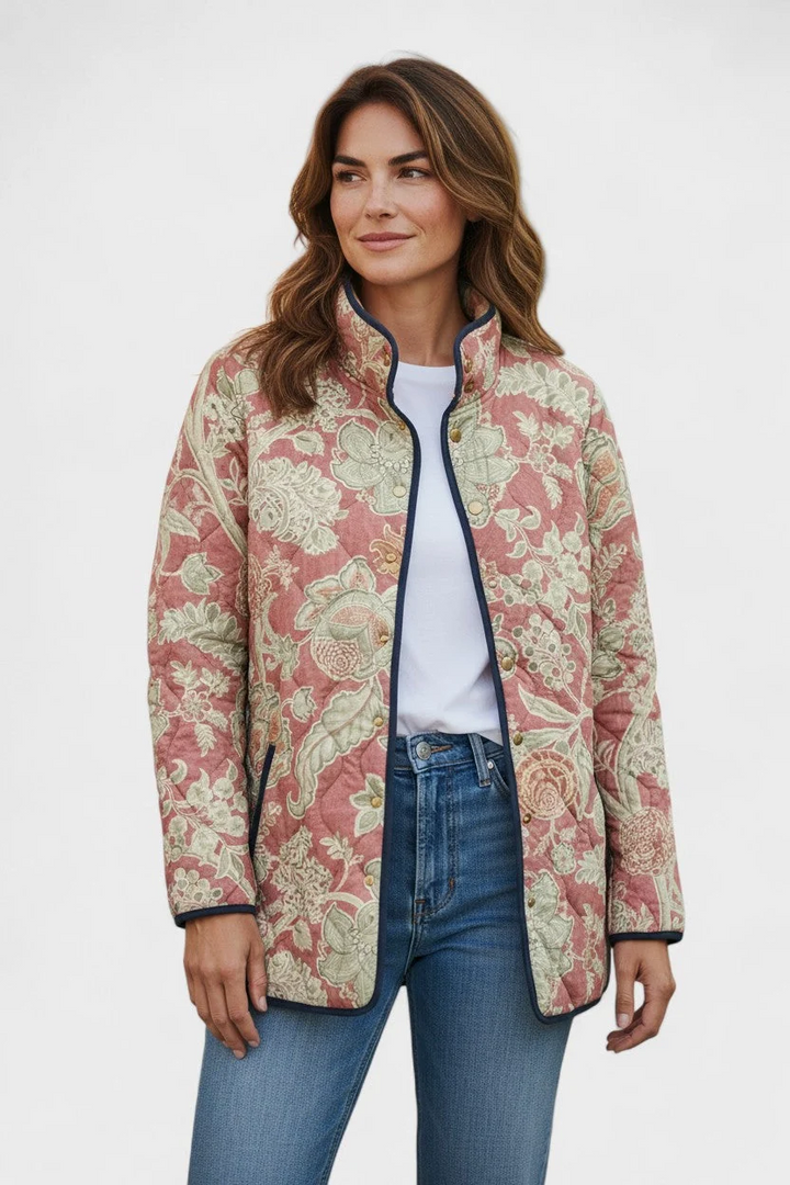 Naya | Afslappet vintage quiltet jakke med blomstermønster