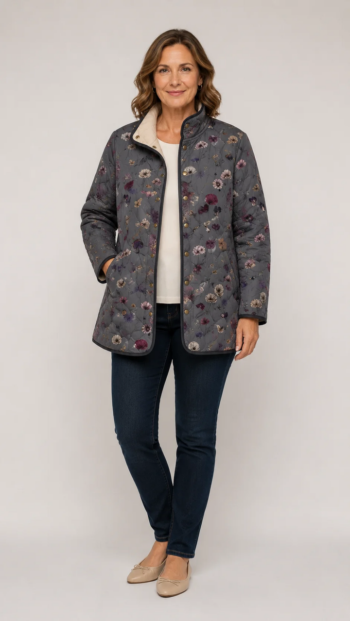 Niva | Vintage quiltet jakke med blomstermønster