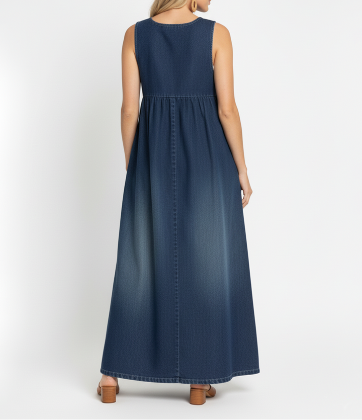Karen | Vintage denimmaxikjole i blød bomuld