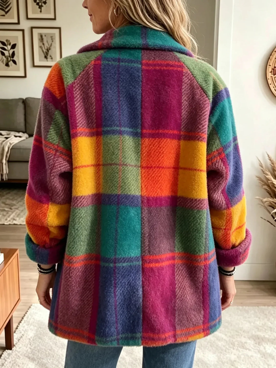 Thora – Farverig ternet cardigan