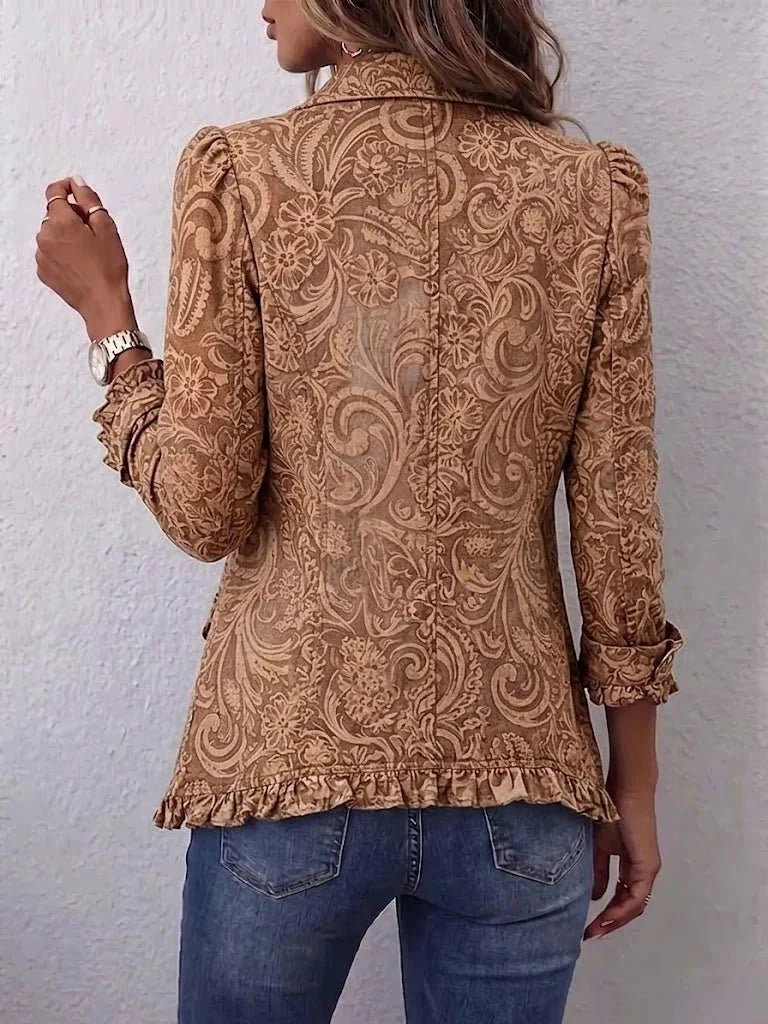 Vyclara | Vintage-flæsejakke med blomsterprint