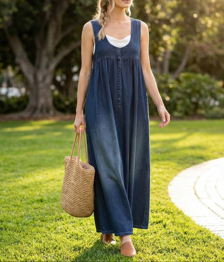 Karen | Vintage denimmaxikjole i blød bomuld